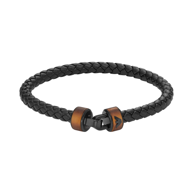 Emporio armani men's leather on sale bracelet