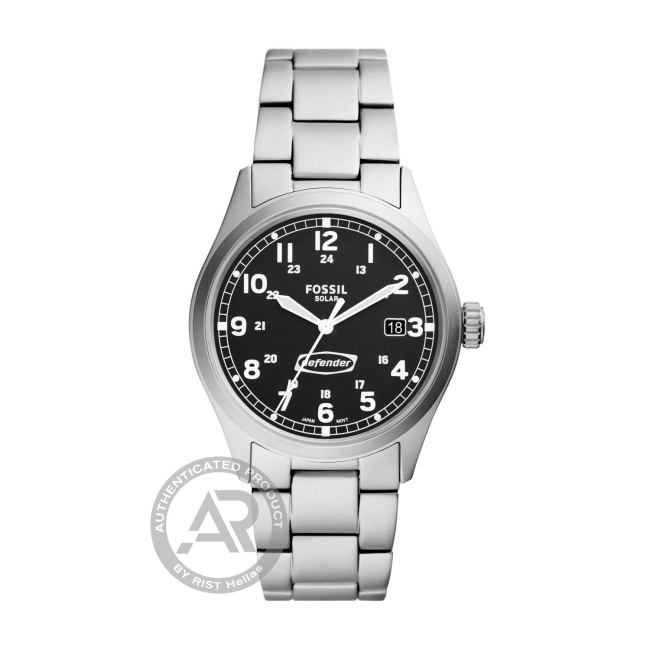 Fossil Defender Solar-Powered Stainless Steel Men`s