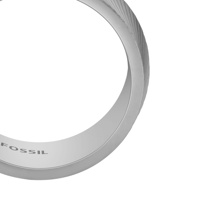 Fossil Harlow Linear Texture Stainless Steel Men`s Ring